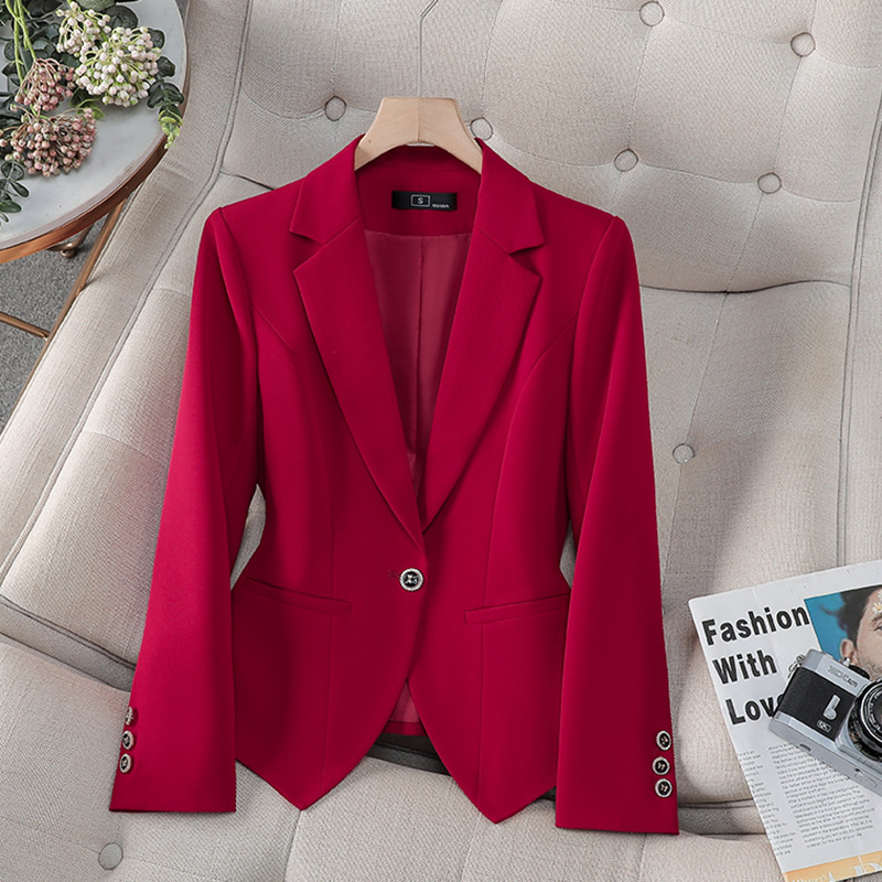 Women'S Red Formal Wear - เสื้อเบลเซอร์แฟชั่นใหม่สำหรับผู้หญิง สีแดง ขาว ดำ ชุดสูททำงานสำหรับผู้หญิง เสื้อแจ็คเก็ตสำหรับทำงาน