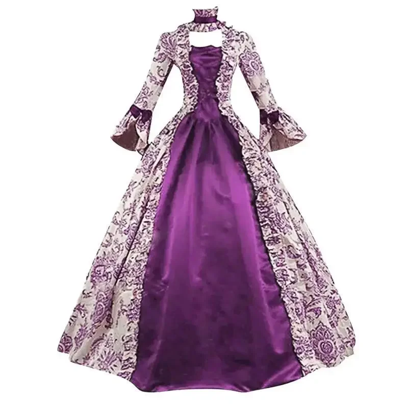 Women'S Gothic Formal Wear - ชุดเดรสสไตล์วิคตอเรียนสำหรับผู้หญิง ชุดราตรีสไตล์ยุคกลางเรอเนซองส์ แขนบาน แต่งลูกไม้ลายดอกไม้สไตล์โกธิค ไซส์พลัส สำหรับคอสเพลย์