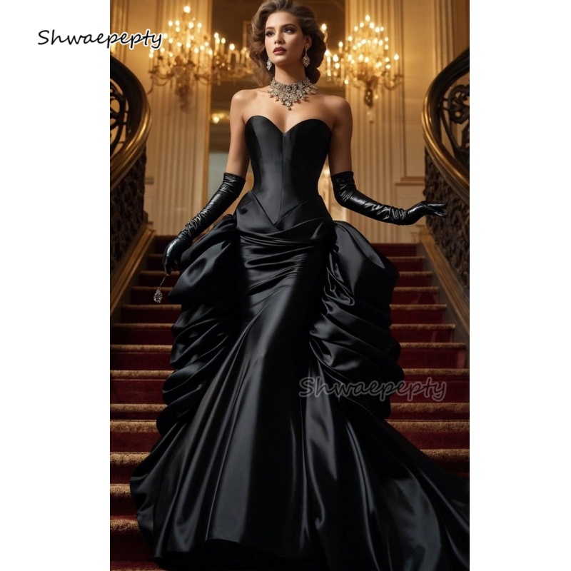 Women'S Gothic Formal Wear - Ruched Vintage Victorian Mermaid Prom Sweetheart
