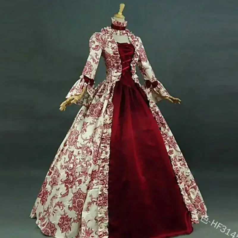 Women'S Gothic Formal Wear - ชุดคลุมลูกไม้ลายดอกไม้สไตล์โกธิคสำหรับผู้หญิงไซส์ใหญ่ ชุดคอสเพลย์ยุคกลาง ยุคเรอเนซองส์ แขนบาน ชุดราตรีสไตล์วิคตอเรียน สำหรับงานปาร์ตี้