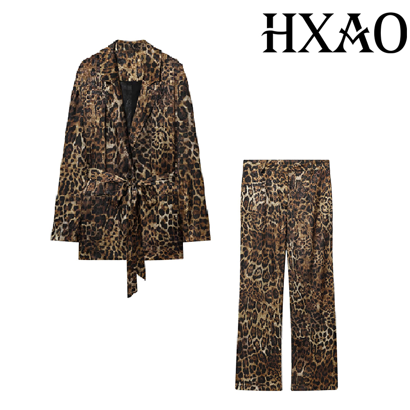 ชุดเซ็ตเสื้อผ้าลายเสือดาว HXAO - Women'S Formal Wear With Pants บทวิจารณ์และราคา