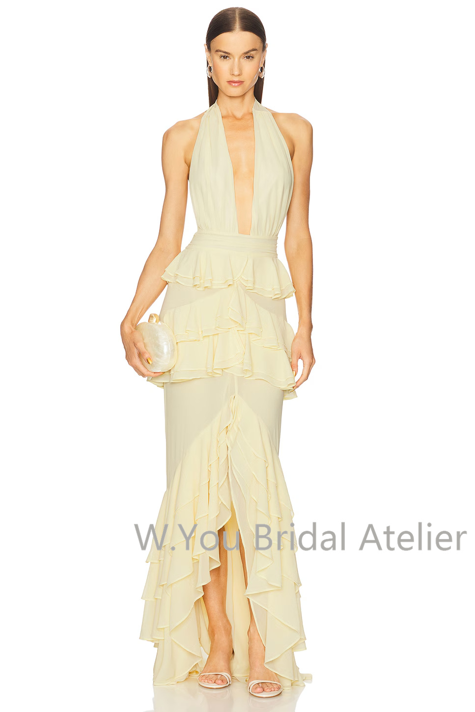 ชุดราตรีคอวีลึกแบบผูกคอ ผ่าหน้ - Women'S Formal Wear For A Wedding Guest บทวิจารณ์และราคา