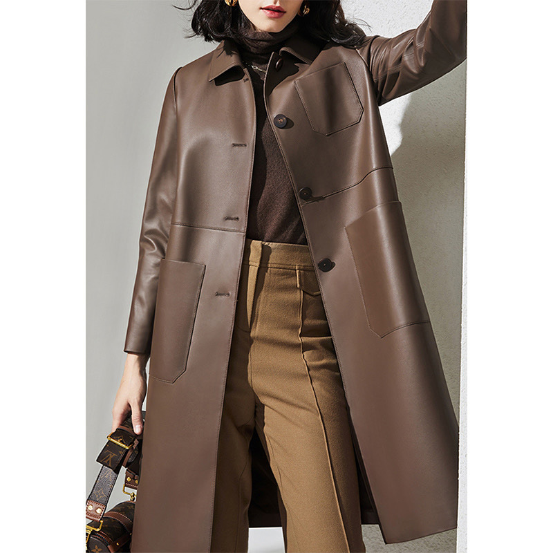 เสื้อโค้ทหนังแท้ทรงเทรนช์โค้ทส - Large Women'S Formal Wear บทวิจารณ์และราคา