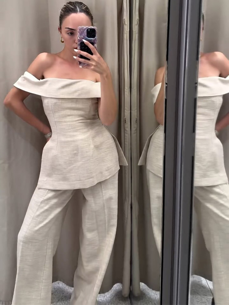ชุดเซ็ต 2 ชิ้น เสื้อครอปคอเฉีย - Women'S Formal Wear With Pants บทวิจารณ์และราคา